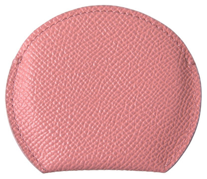 Dolce &amp; Gabbana Pink Calfskin Leather Round Mirror Holder