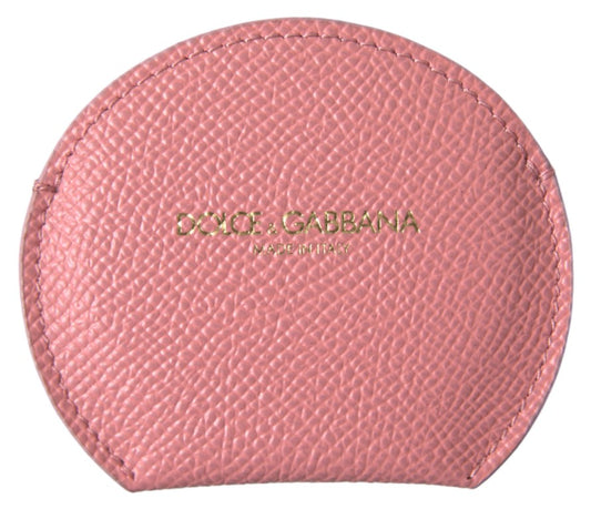 Dolce &amp; Gabbana Pink Calfskin Leather Round Mirror Holder
