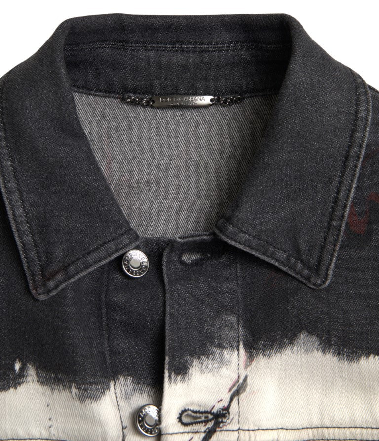 Dolce &amp; Gabbana Multicolor Cotton Collared Denim Jacket
