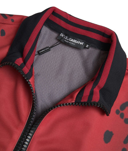 Dolce &amp; Gabbana – Bomberjacke aus Polyester mit durchgehendem Reißverschluss und rotem Leopardenmuster