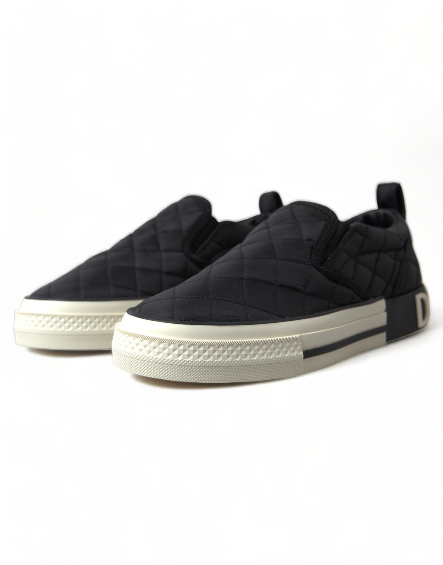 Dolce &amp; Gabbana – Schwarze, gesteppte Slipper mit niedrigem Schaft