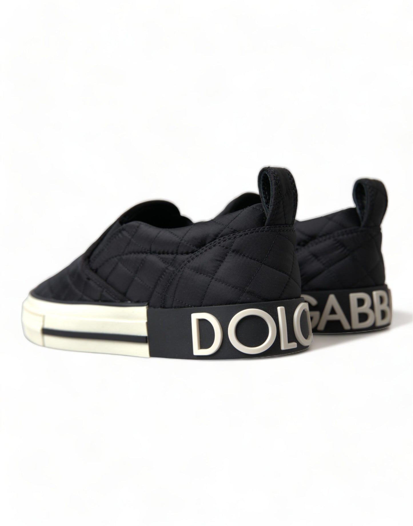 Dolce &amp; Gabbana – Schwarze, gesteppte Slipper mit niedrigem Schaft
