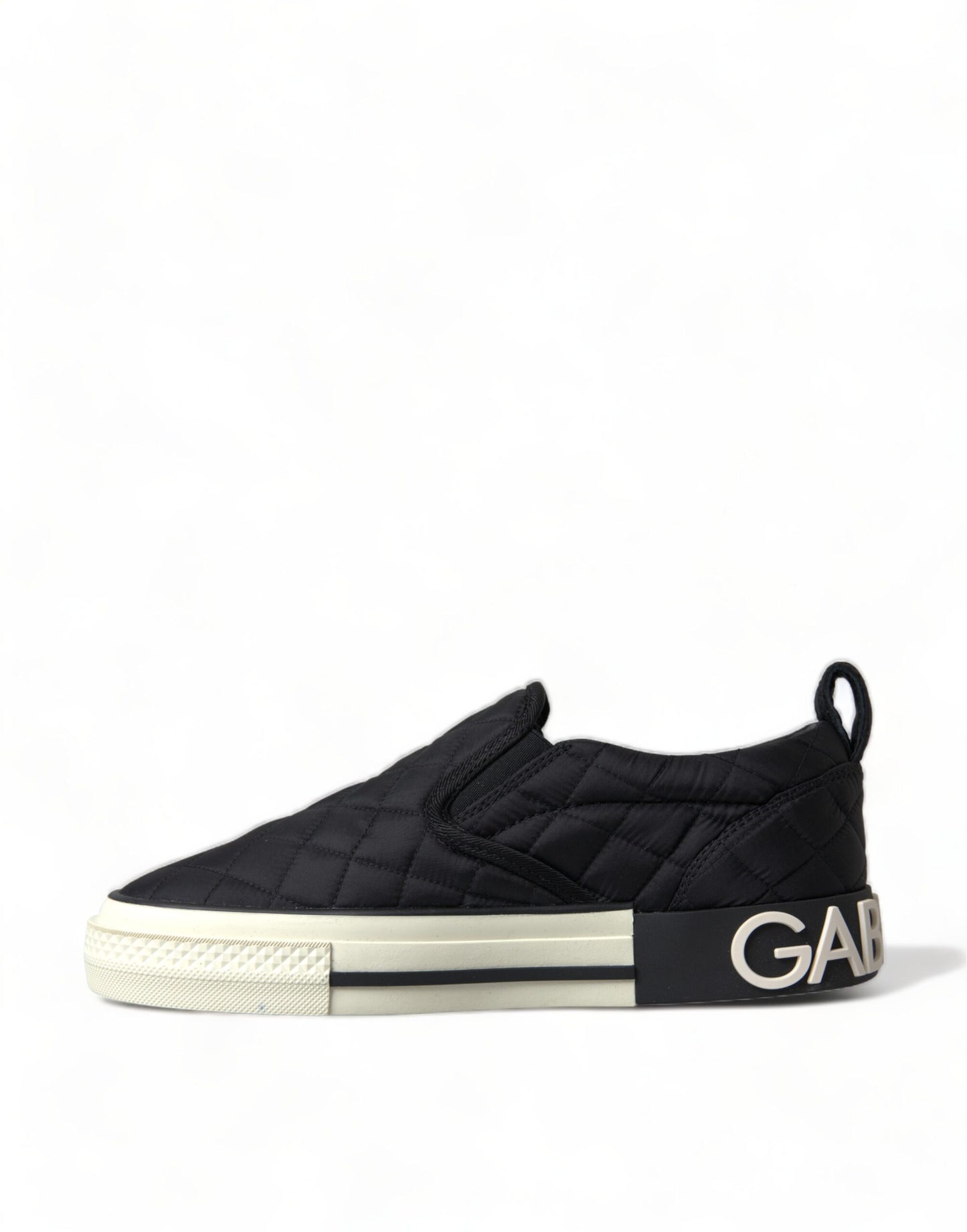 Dolce &amp; Gabbana – Schwarze, gesteppte Slipper mit niedrigem Schaft
