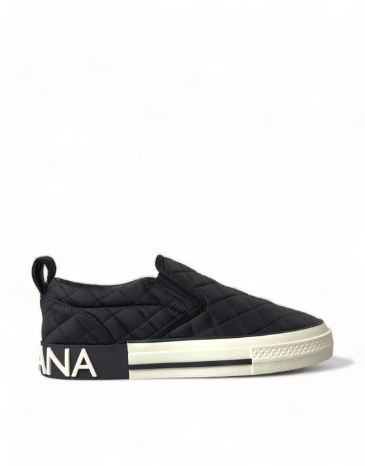 Dolce &amp; Gabbana – Schwarze, gesteppte Slipper mit niedrigem Schaft