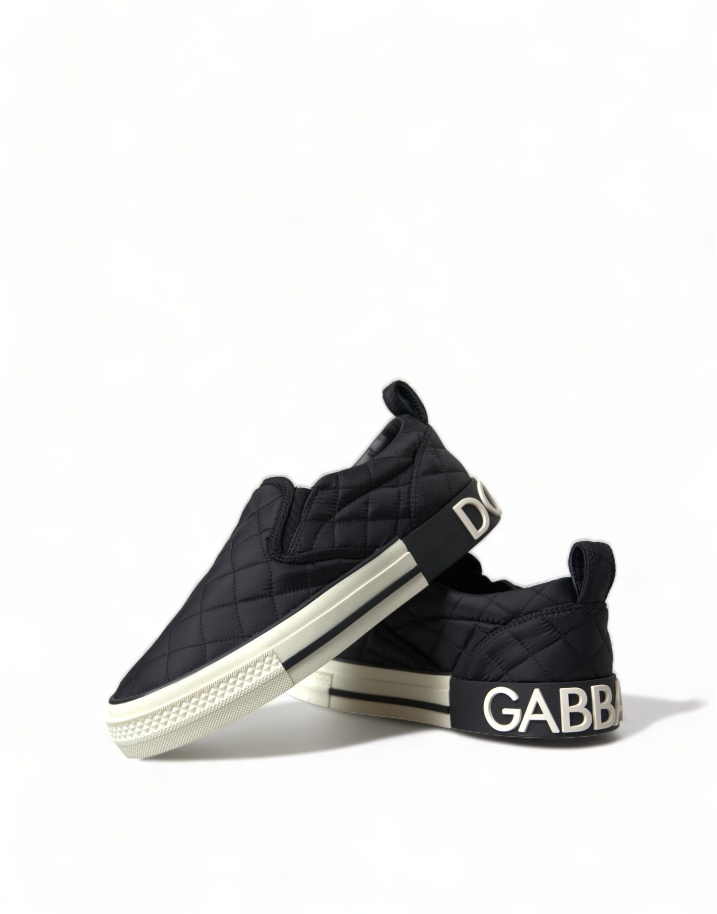 Dolce &amp; Gabbana – Schwarze, gesteppte Slipper mit niedrigem Schaft