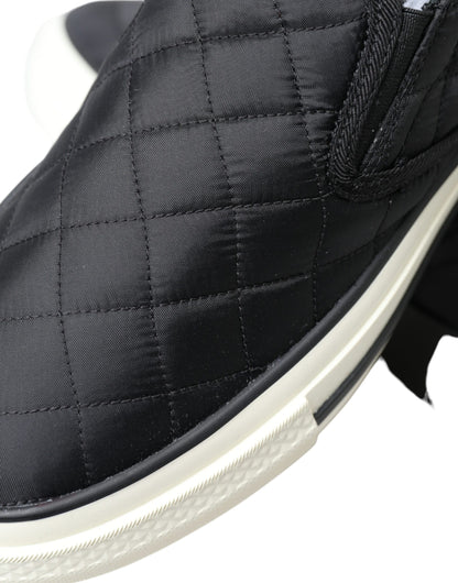 Dolce &amp; Gabbana – Schwarze, gesteppte Slipper mit niedrigem Schaft