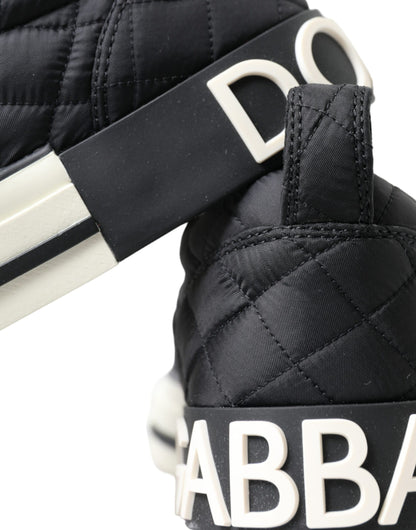 Dolce &amp; Gabbana – Schwarze, gesteppte Slipper mit niedrigem Schaft
