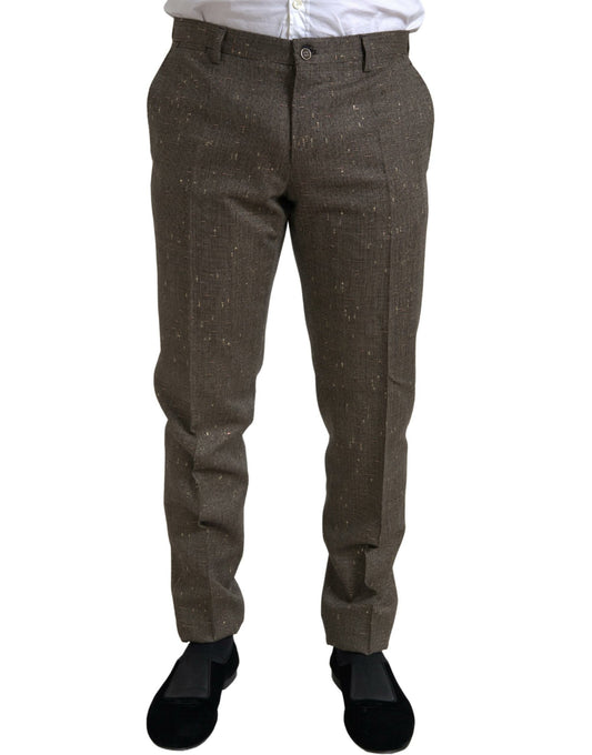 Dolce &amp; Gabbana – Enge Hose aus brauner Wolle für Herren