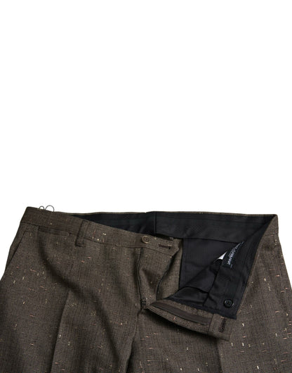 Dolce &amp; Gabbana Brown Wool Dress Skinny Men Trouser Pants