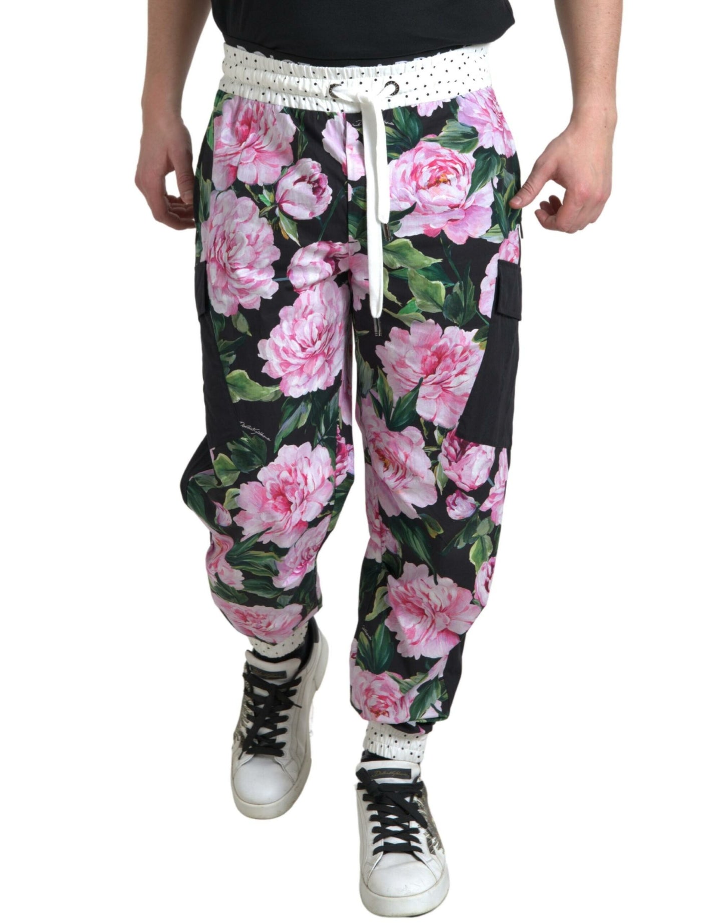 Dolce &amp; Gabbana Multicolor Peony Joggers Cotton Men Pants