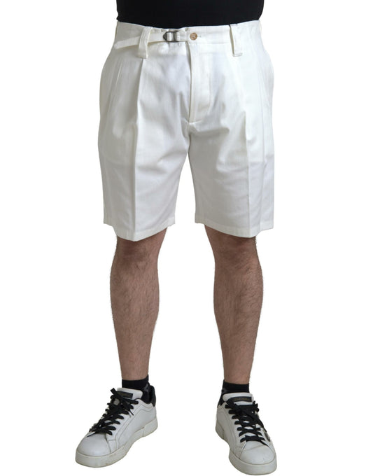 Dolce &amp; Gabbana – Bermudashorts aus weißem Baumwollstretch für Herren