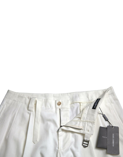 Dolce &amp; Gabbana – Bermudashorts aus weißem Baumwollstretch für Herren