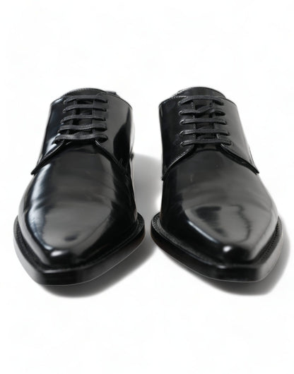 Dolce &amp; Gabbana – Schwarze, formelle flache Schnürschuhe aus Leder