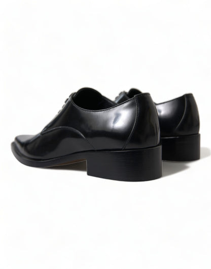 Dolce &amp; Gabbana – Schwarze, formelle flache Schnürschuhe aus Leder