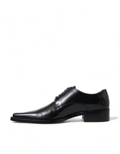 Dolce &amp; Gabbana – Schwarze, formelle flache Schnürschuhe aus Leder