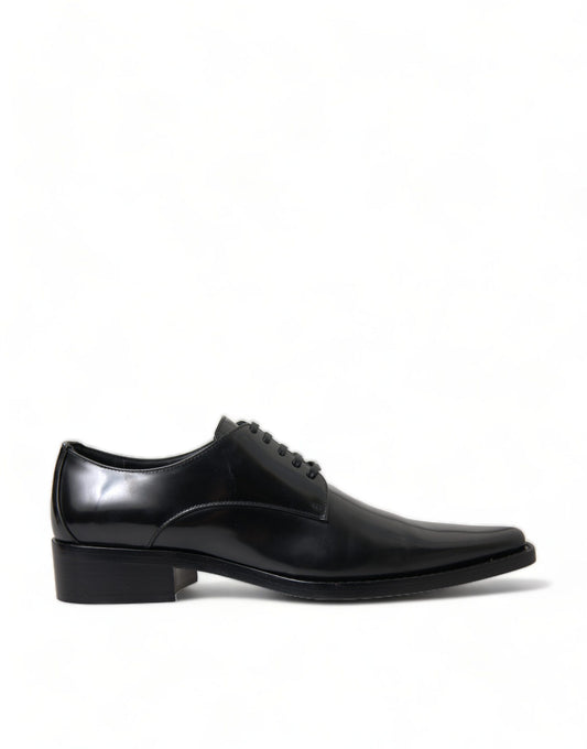 Dolce &amp; Gabbana – Schwarze, formelle flache Schnürschuhe aus Leder