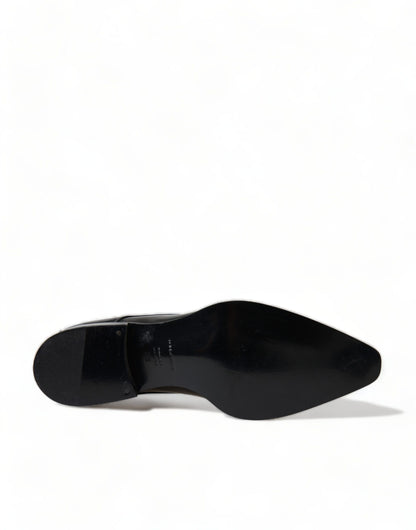Dolce &amp; Gabbana – Schwarze, formelle flache Schnürschuhe aus Leder