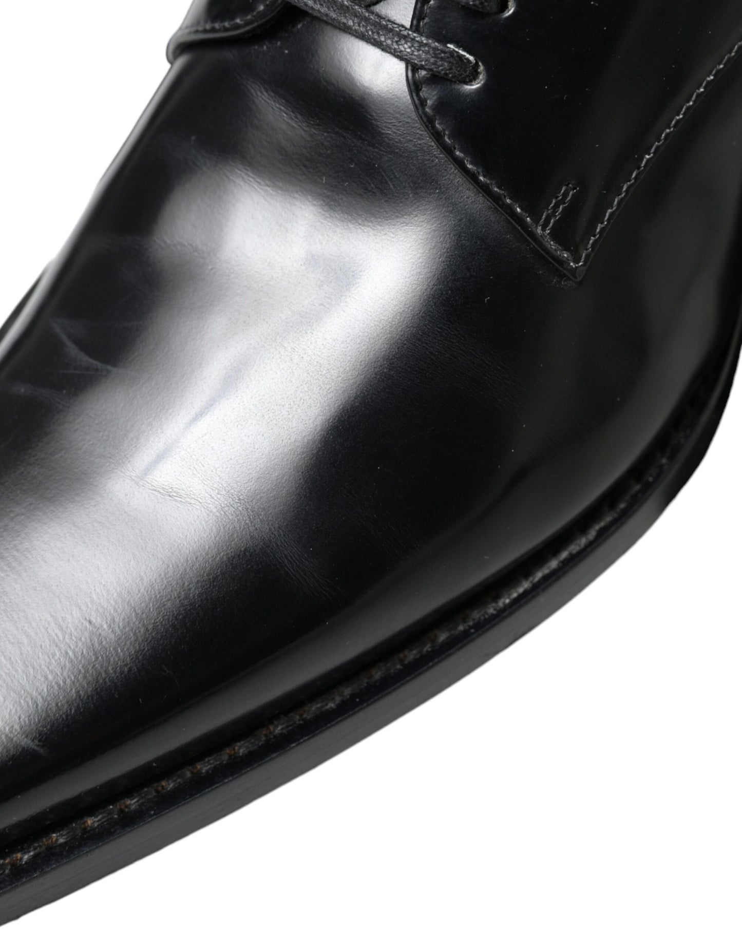 Dolce &amp; Gabbana – Schwarze, formelle flache Schnürschuhe aus Leder