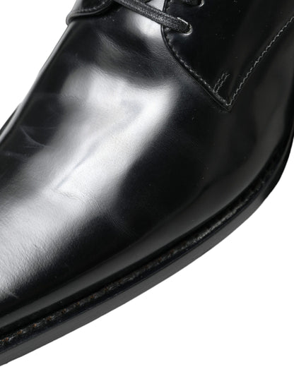 Dolce &amp; Gabbana – Schwarze, formelle flache Schnürschuhe aus Leder