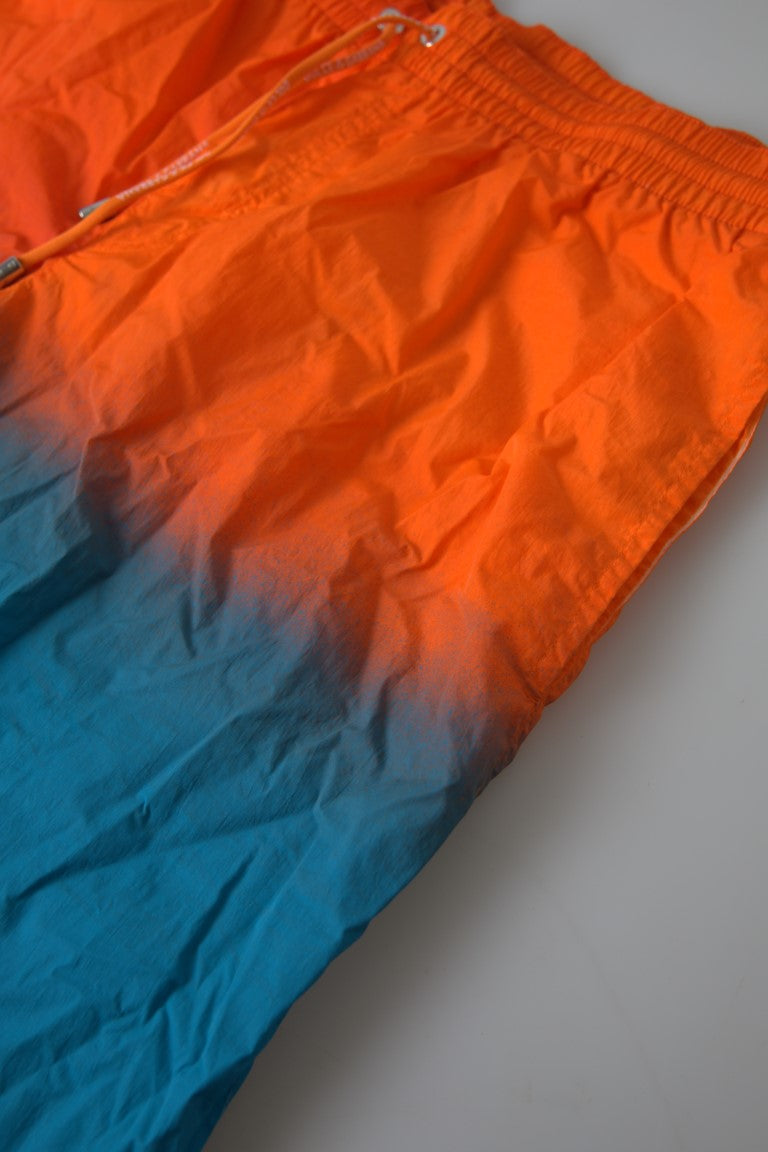 Dolce &amp; Gabbana Orange Blue Gradient Beachwear Swimwear Shorts