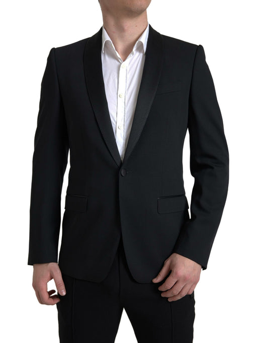 Dolce &amp; Gabbana – Einreihiger MARTINI-Blazer aus schwarzer Wolle
