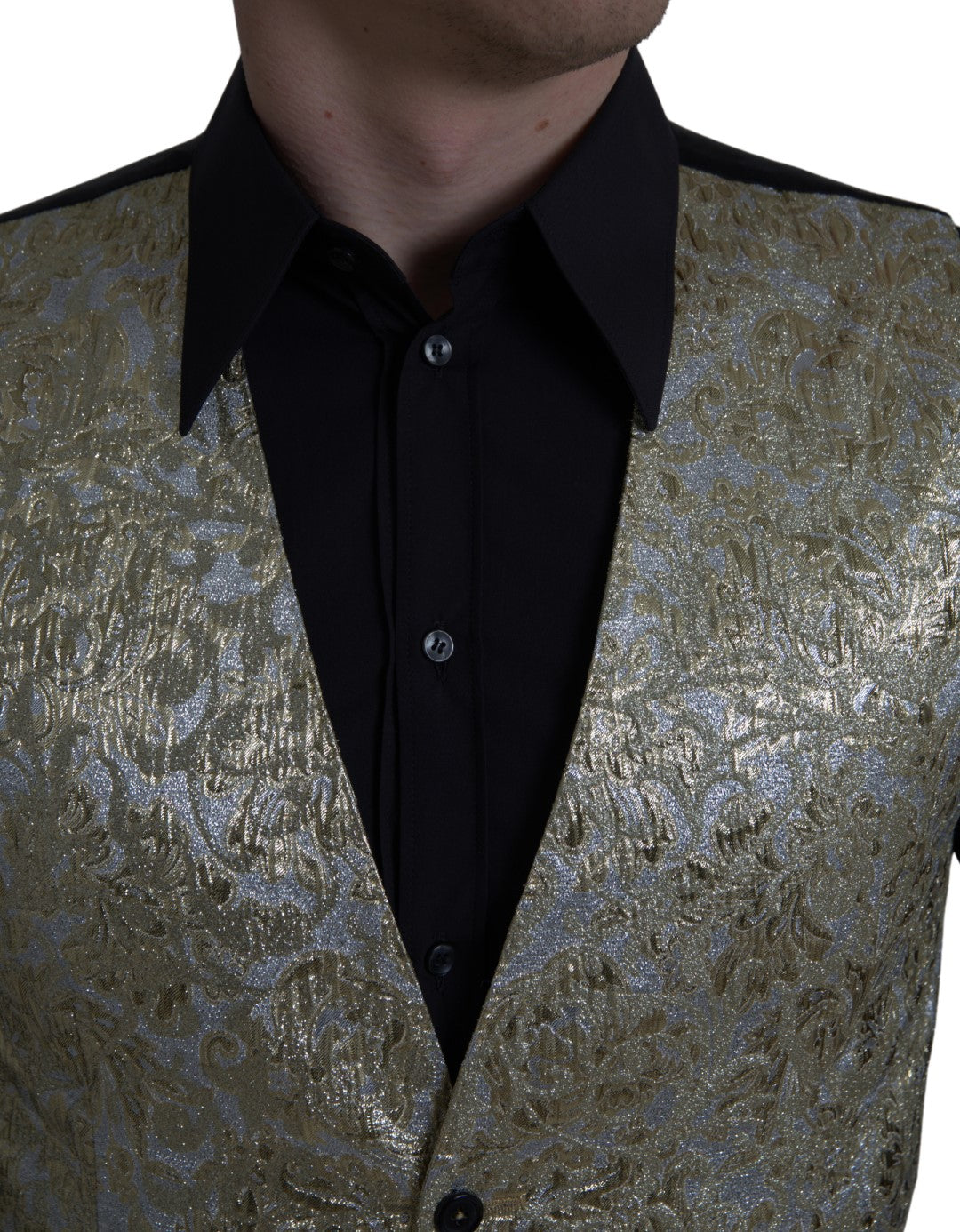 Dolce &amp; Gabbana – Weste aus geblümtem Jacquard – Formeller goldener Cardigan