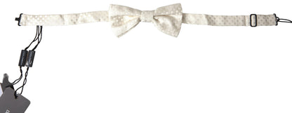 Dolce &amp; Gabbana – Elfenbeinfarbene Papillon-Fliege mit Fantasiemuster und verstellbarem Hals