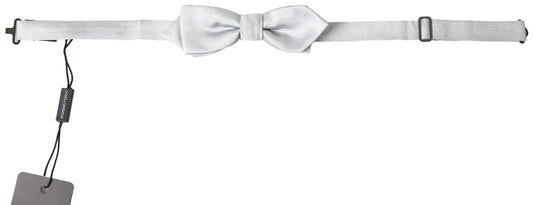 Dolce &amp; Gabbana Graue Seiden-Papillon-Fliege für Herren mit verstellbarem Hals