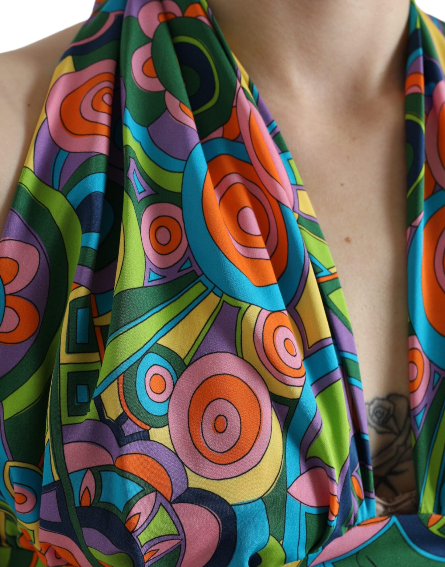 Dolce &amp; Gabbana Multicolor Halter Sleeveless Cropped Tank Top