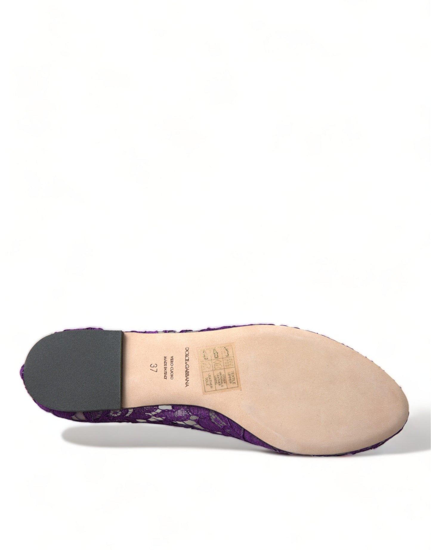 Dolce &amp; Gabbana Lila Vally Taormina Spitze Kristalle Flats Schuhe