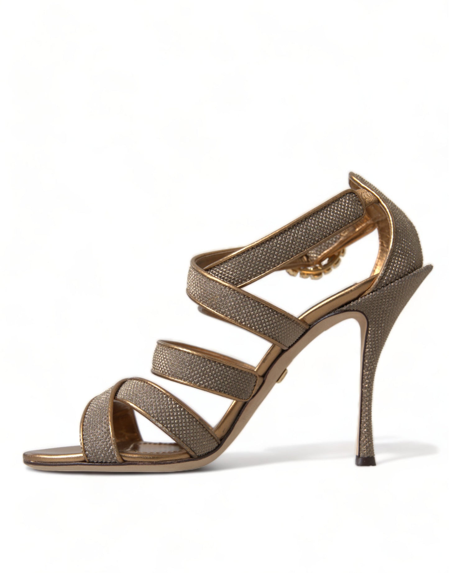 Dolce &amp; Gabbana Bronze Kristall Strap Heels Sandalen Schuhe