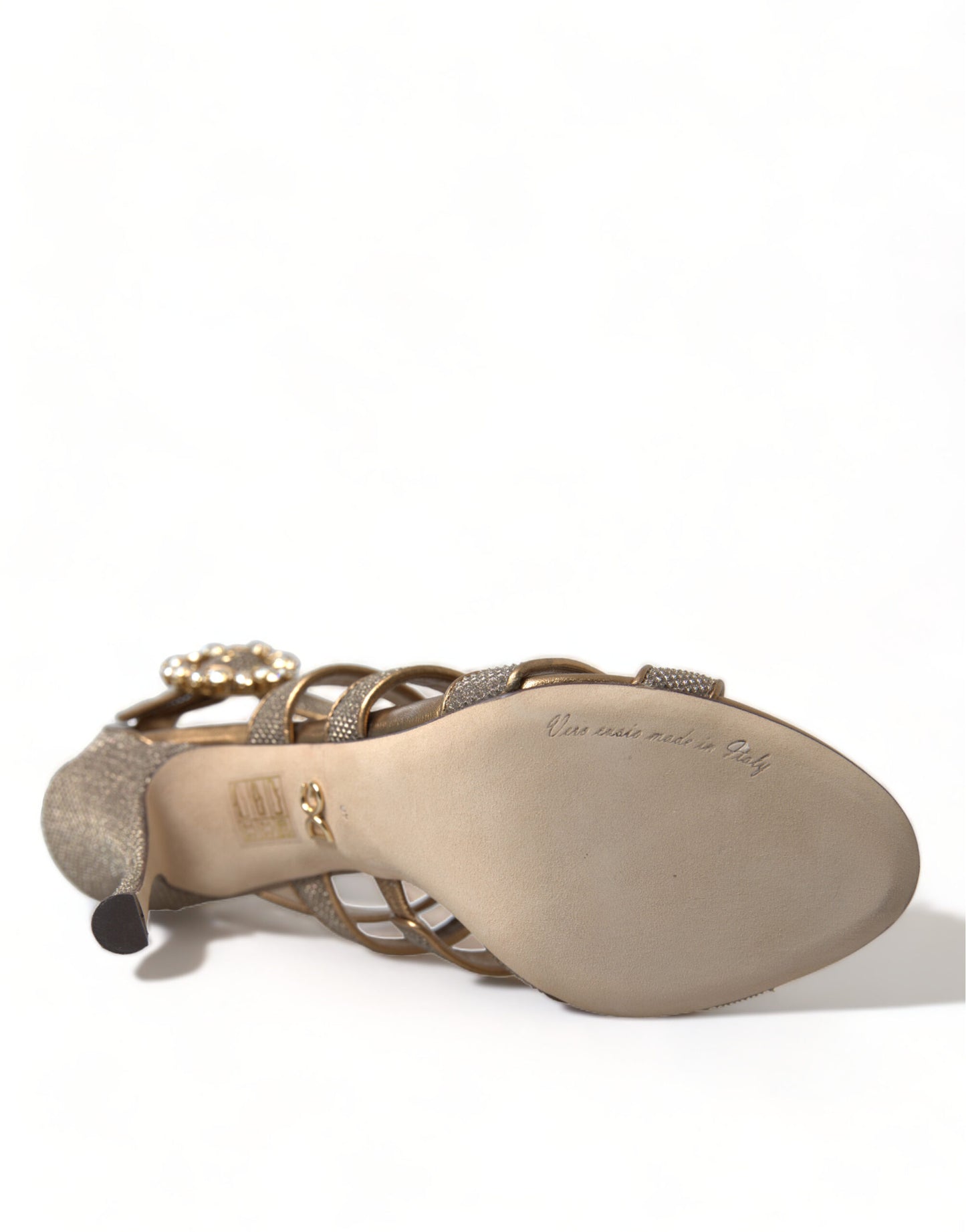 Dolce &amp; Gabbana Bronze Kristall Strap Heels Sandalen Schuhe