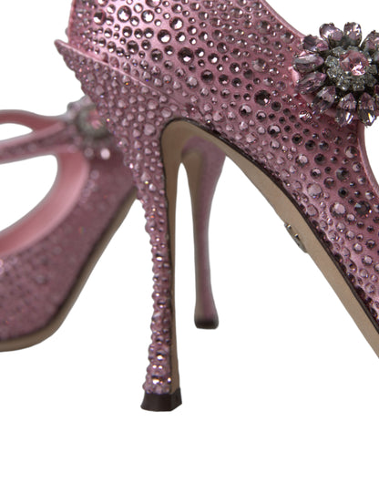 Dolce &amp; Gabbana Rosa Strass Kristall Heels Pumps Schuhe