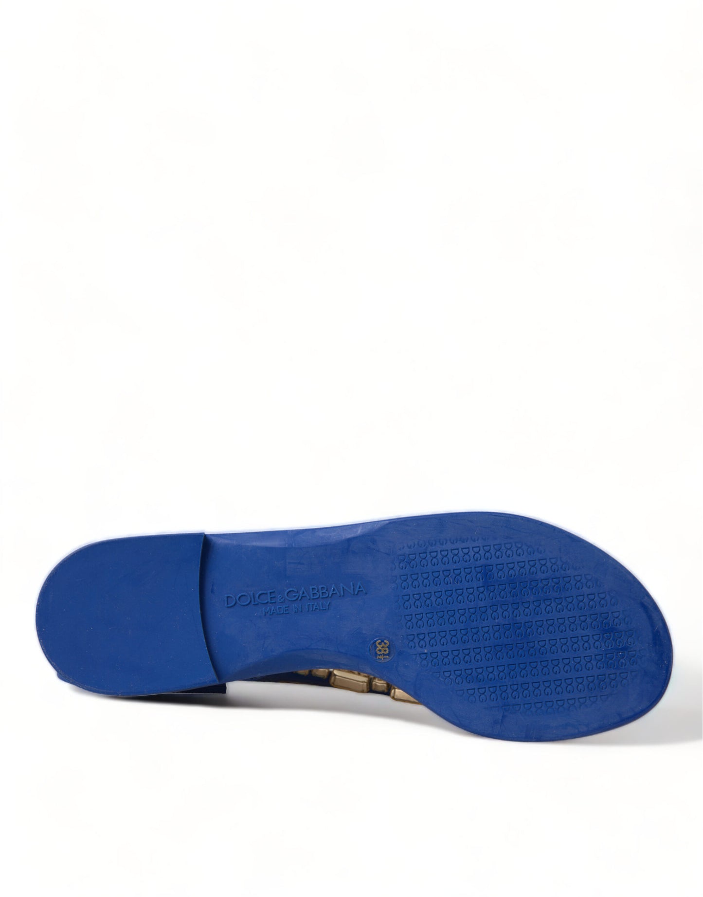 Dolce &amp; Gabbana Blaue Kristalle Flats Sandalen Beachwear Schuhe