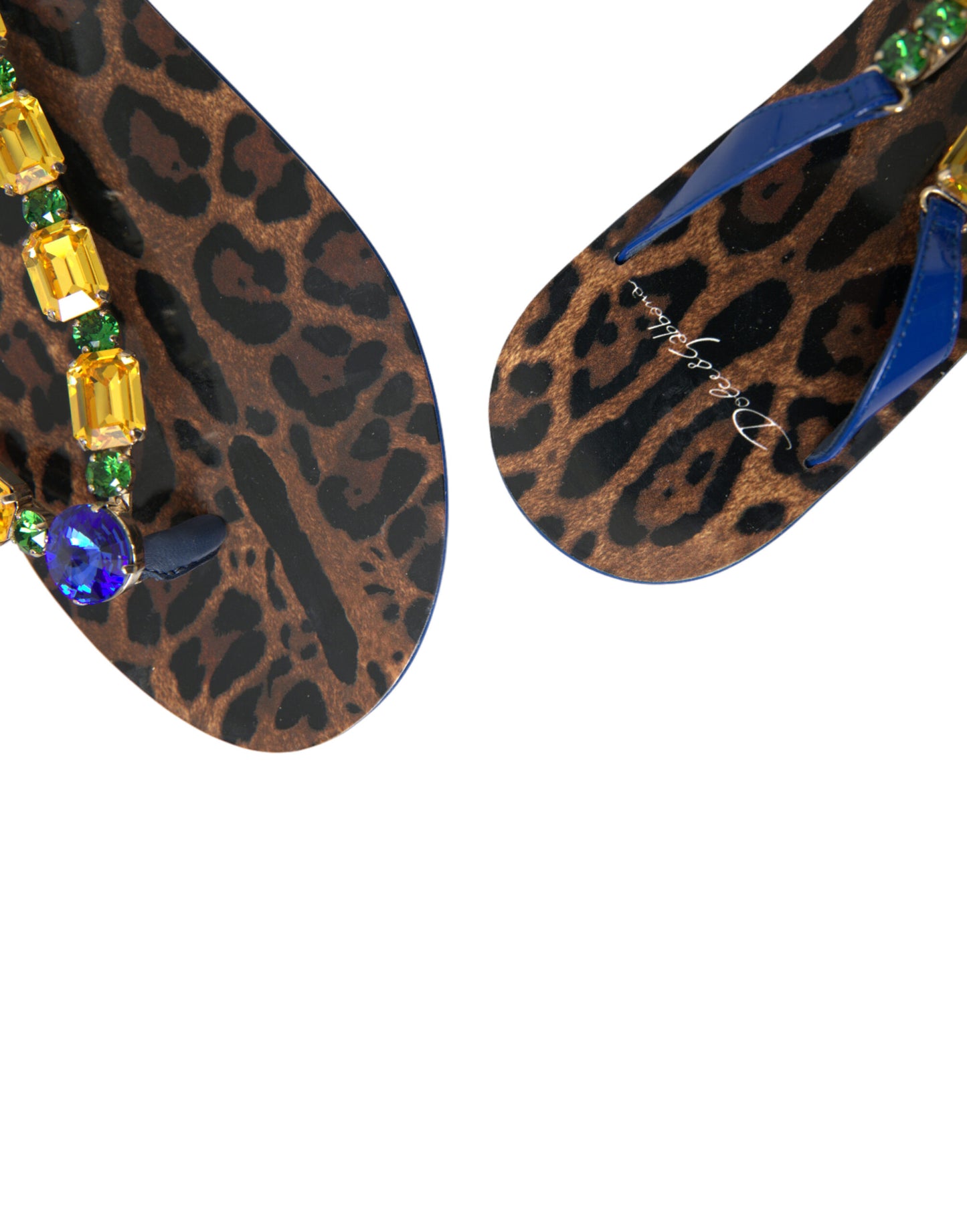Dolce &amp; Gabbana Blaue Kristalle Flats Sandalen Beachwear Schuhe
