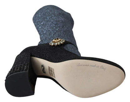 Dolce &amp; Gabbana – Mary Janes-Stiefeletten mit schwarzem Kristall