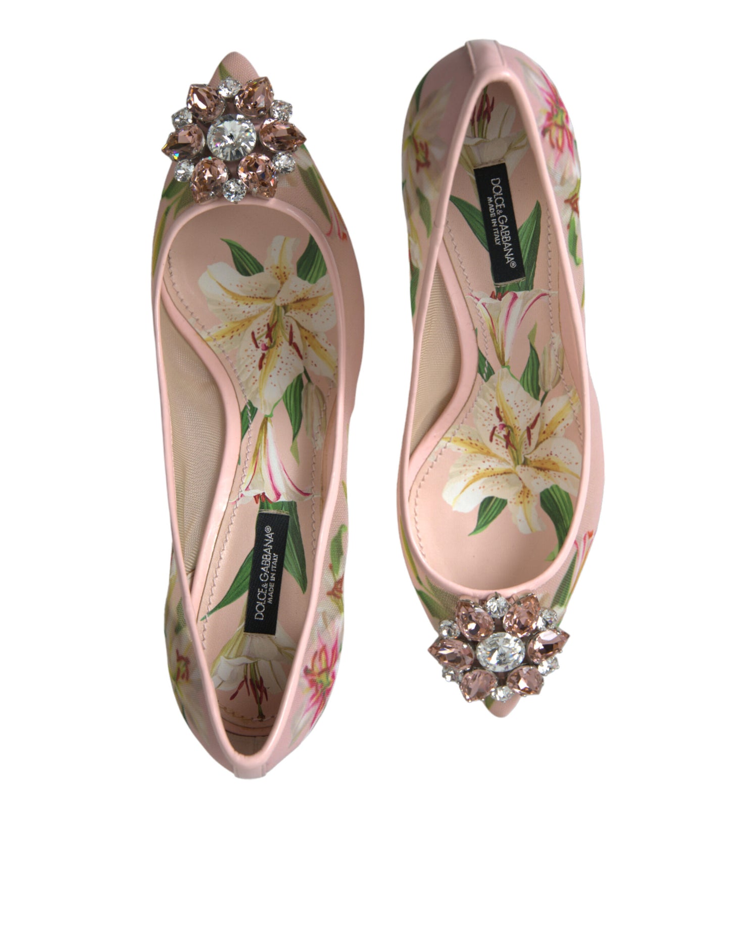 Dolce &amp; Gabbana Rosa Blumen Kristall Heels Pumps Schuhe