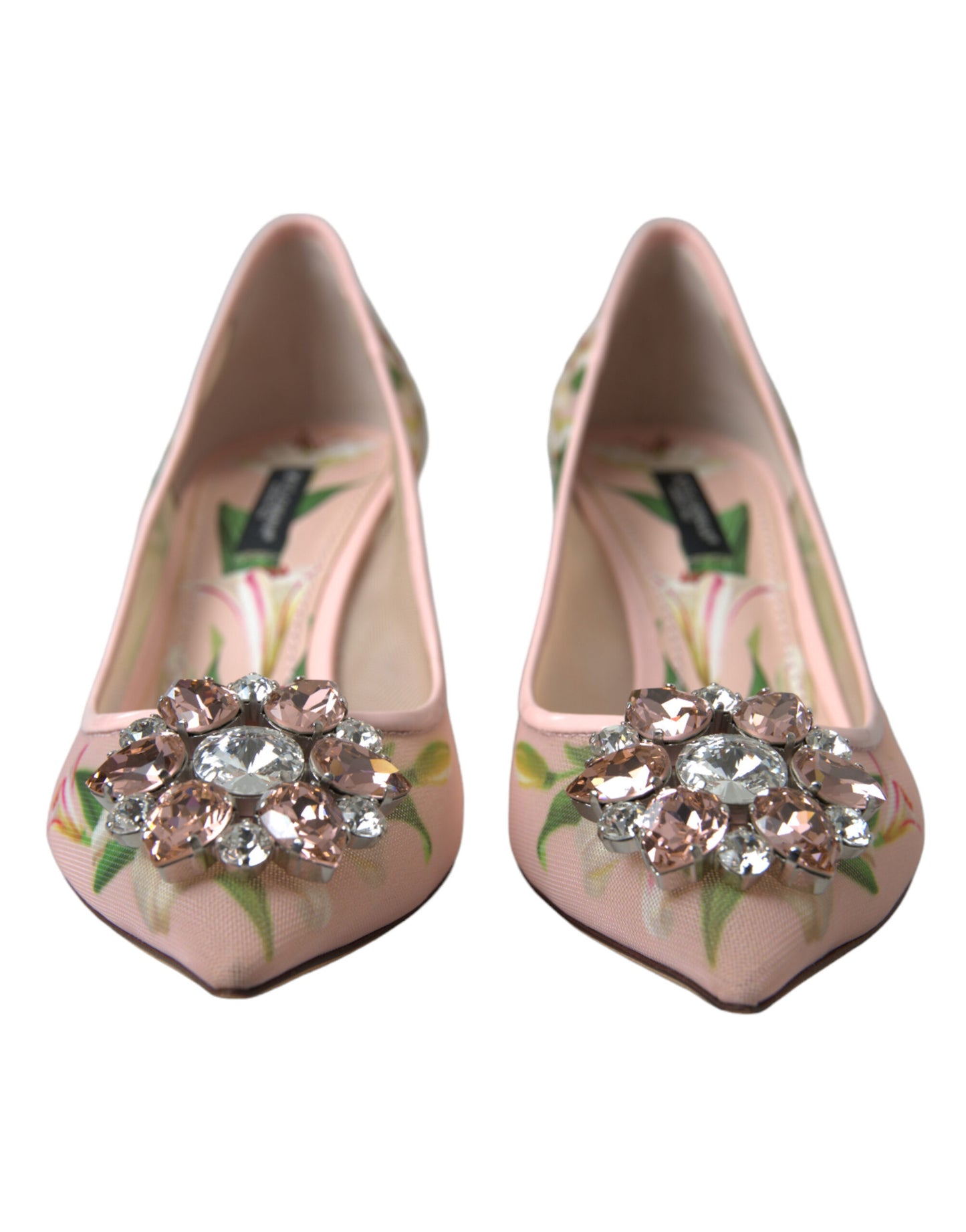 Dolce &amp; Gabbana Rosa Blumen Kristall Heels Pumps Schuhe