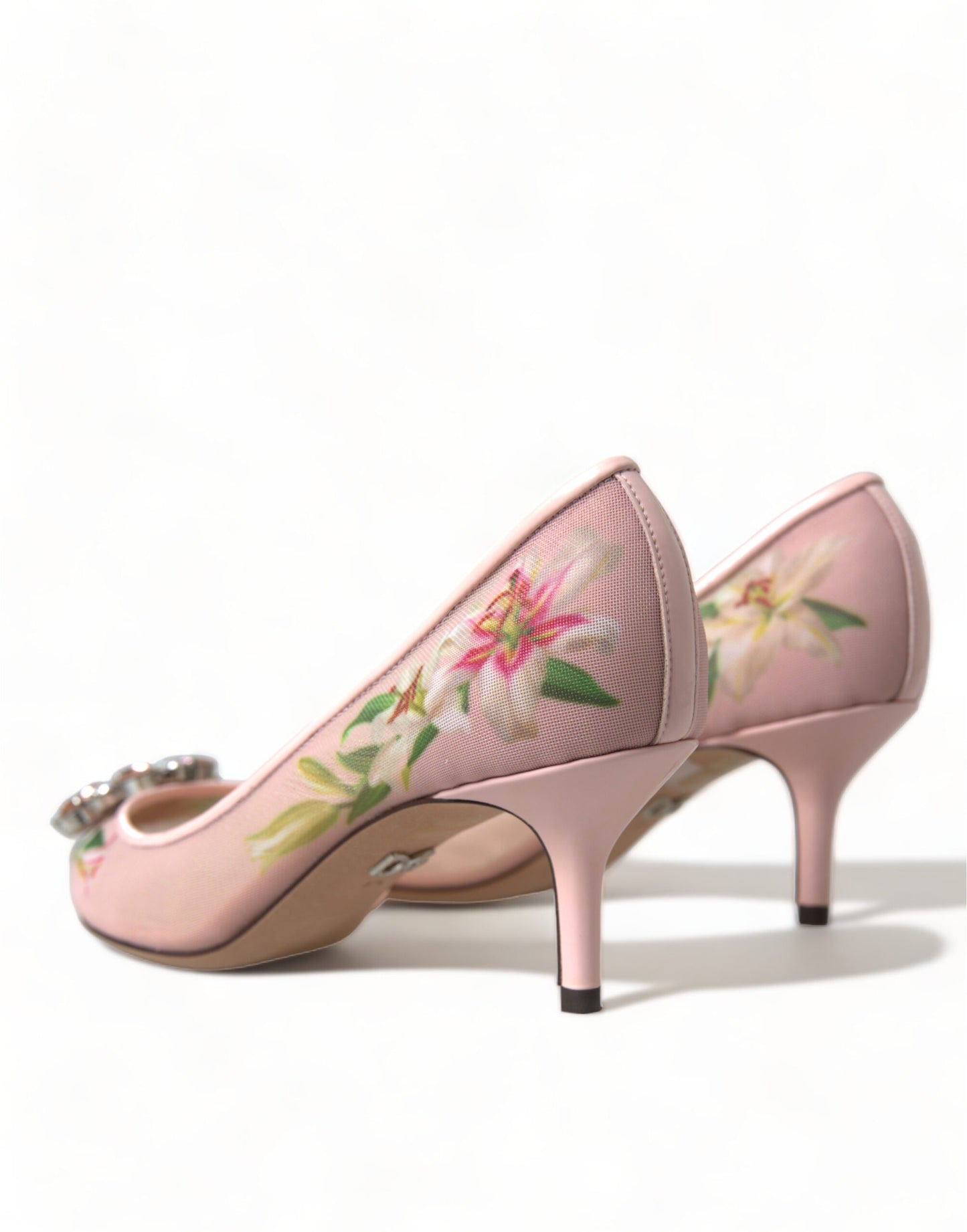 Dolce &amp; Gabbana Rosa Blumen Kristall Heels Pumps Schuhe
