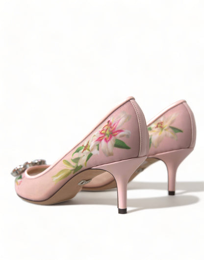 Dolce &amp; Gabbana Rosa Blumen Kristall Heels Pumps Schuhe