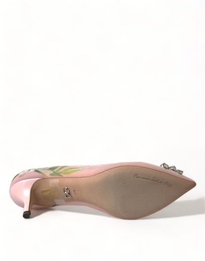 Dolce &amp; Gabbana Rosa Blumen Kristall Heels Pumps Schuhe