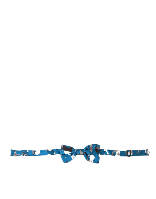 Dolce &amp; Gabbana Blaue Jazz Club Papillon-Fliege aus Seide mit verstellbarem Hals
