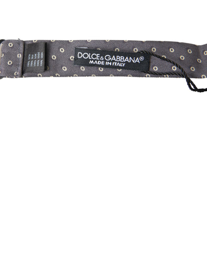 Dolce &amp; Gabbana – Grau gepunktete Papillon-Fliege aus Seide mit verstellbarem Hals