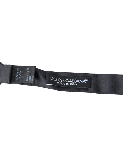 Dolce &amp; Gabbana Herren Papillon Fliege aus dunkelgrauer Seide mit verstellbarem Hals