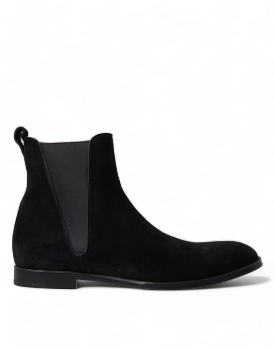 Dolce &amp; Gabbana Herren Stiefeletten aus schwarzem Wildleder mit mittlerer Wade