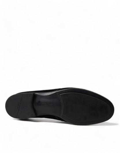 Dolce &amp; Gabbana – Formelle Derby-Schuhe aus schwarzem Samt mit Schnürung