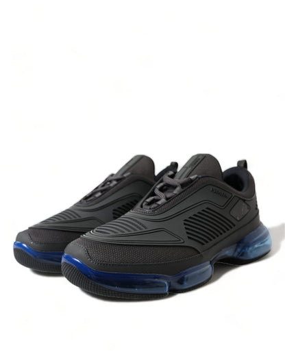 Prada Schwarz Blau Gummi Strick Slip On Low Top Sneakers Schuhe