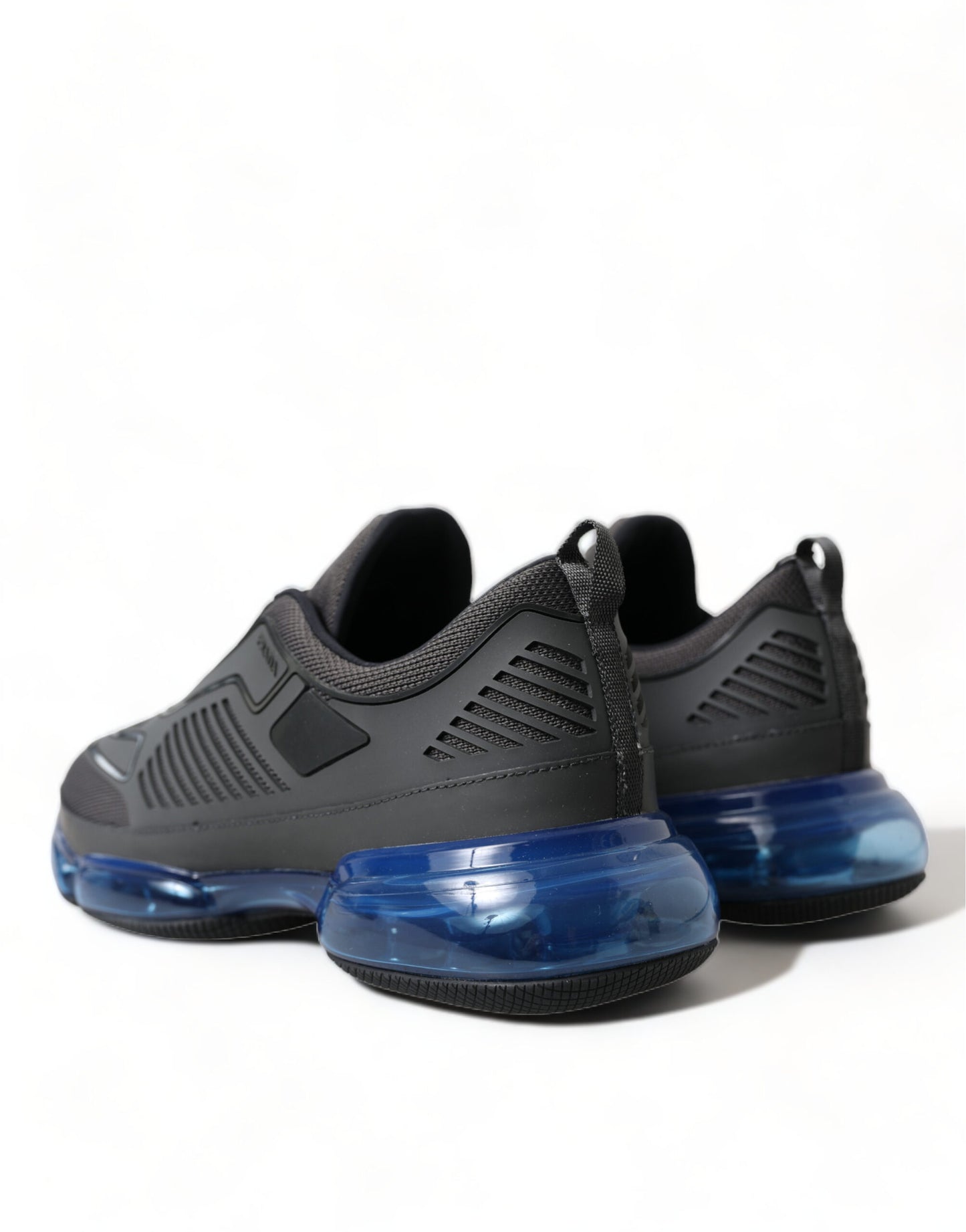Prada Schwarz Blau Gummi Strick Slip On Low Top Sneakers Schuhe
