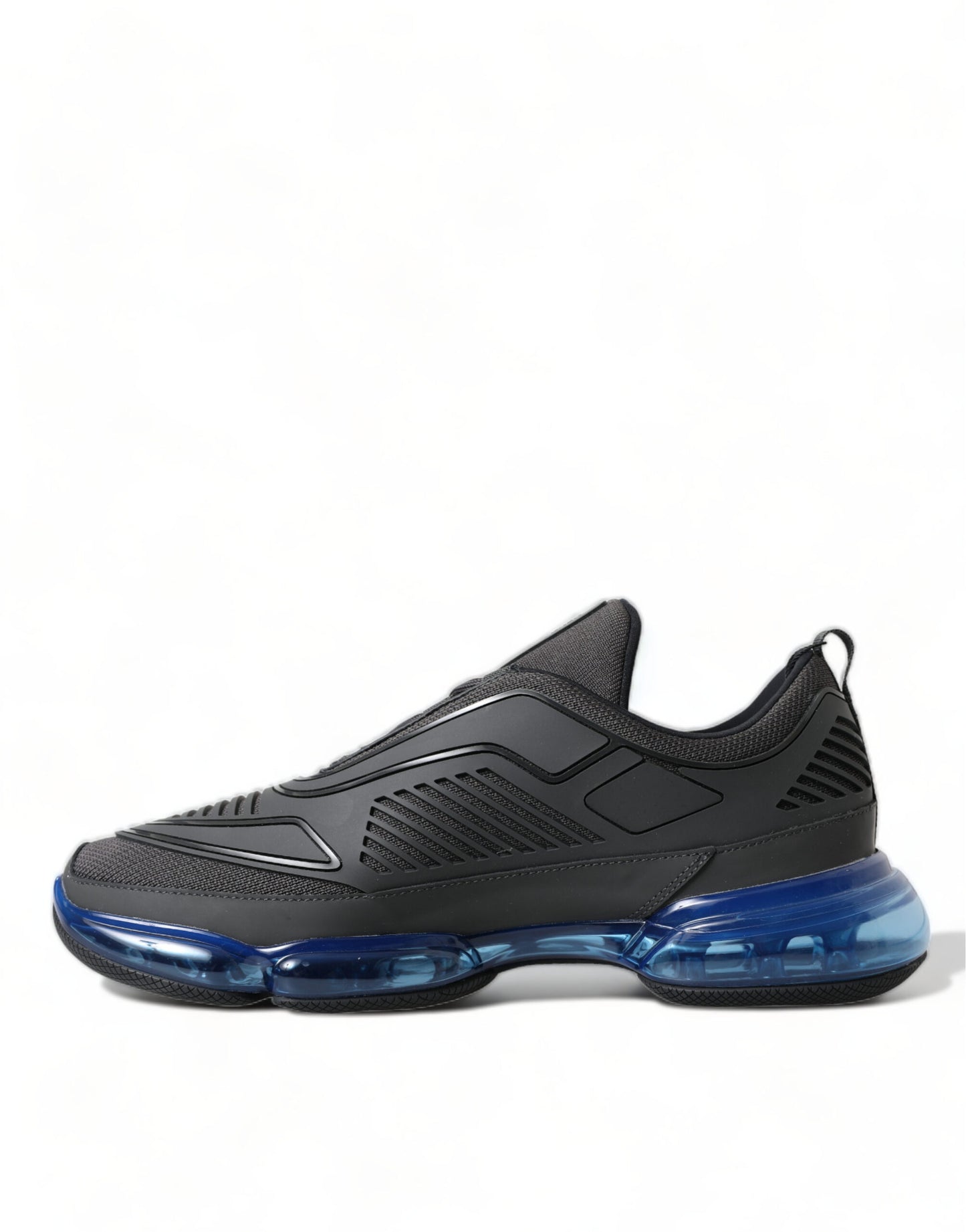 Prada Schwarz Blau Gummi Strick Slip On Low Top Sneakers Schuhe