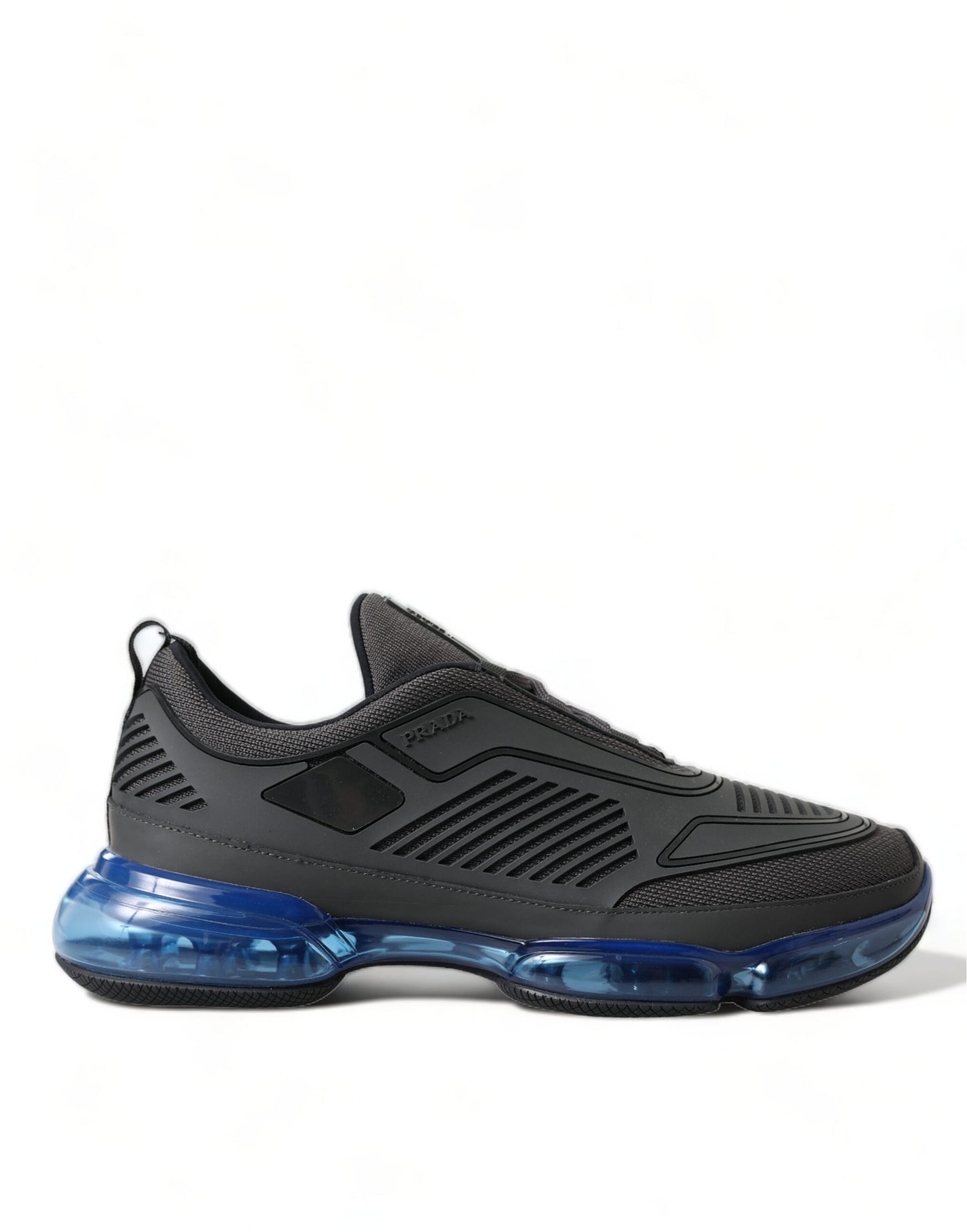 Prada Schwarz Blau Gummi Strick Slip On Low Top Sneakers Schuhe